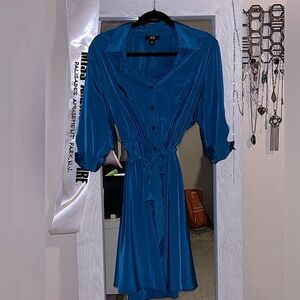 Teal Blue Belted Shirt-Dress Sz:12 AGB for Macy’s